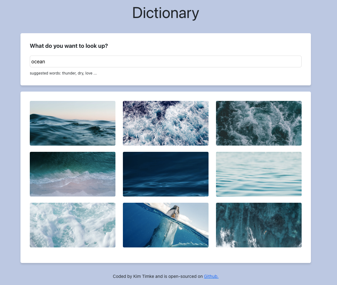 React Dictionary Preview